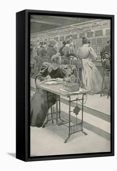 At Work in a Telephone Room-William Henry Margetson-Framed Premier Image Canvas