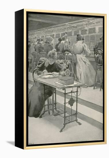 At Work in a Telephone Room-William Henry Margetson-Framed Premier Image Canvas