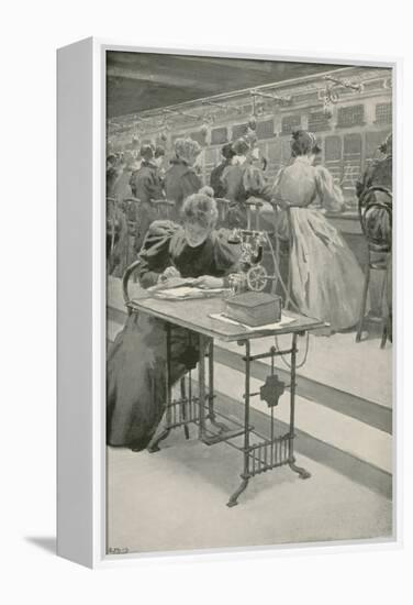 At Work in a Telephone Room-William Henry Margetson-Framed Premier Image Canvas