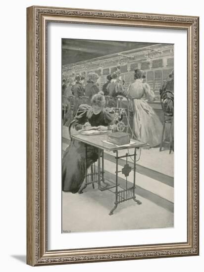 At Work in a Telephone Room-William Henry Margetson-Framed Giclee Print