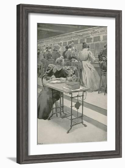 At Work in a Telephone Room-William Henry Margetson-Framed Giclee Print