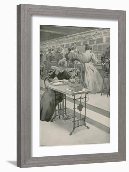 At Work in a Telephone Room-William Henry Margetson-Framed Giclee Print