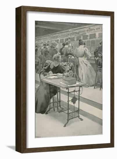 At Work in a Telephone Room-William Henry Margetson-Framed Giclee Print