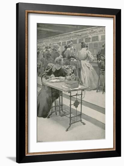 At Work in a Telephone Room-William Henry Margetson-Framed Giclee Print