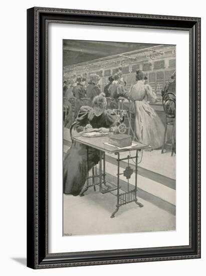 At Work in a Telephone Room-William Henry Margetson-Framed Giclee Print