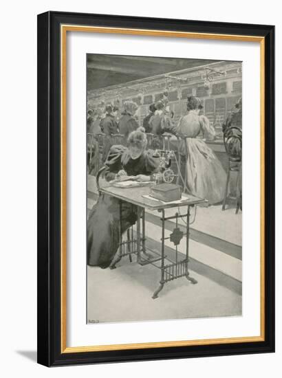 At Work in a Telephone Room-William Henry Margetson-Framed Giclee Print