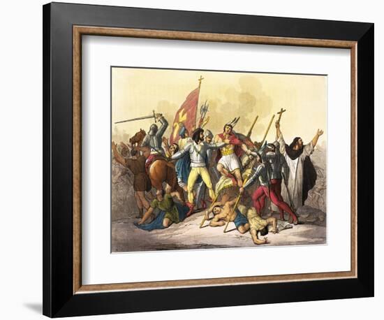 Atahualpa King of Incas Captured by Pizarro Taken from South America by Giulio Ferrario, 1827-null-Framed Giclee Print