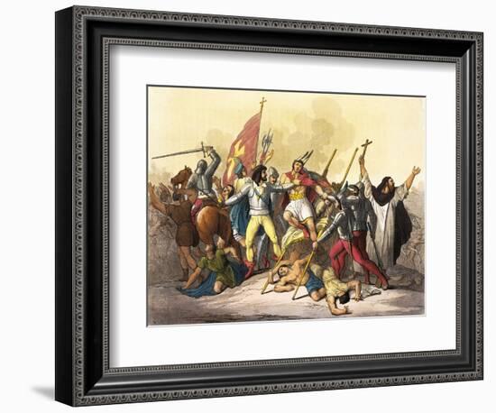 Atahualpa King of Incas Captured by Pizarro Taken from South America by Giulio Ferrario, 1827-null-Framed Giclee Print