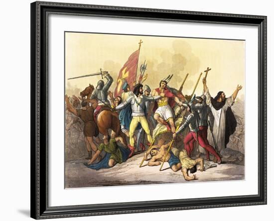 Atahualpa King of Incas Captured by Pizarro Taken from South America by Giulio Ferrario, 1827-null-Framed Giclee Print