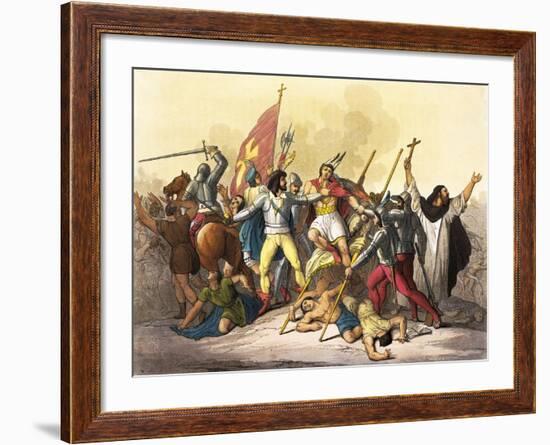 Atahualpa King of Incas Captured by Pizarro Taken from South America by Giulio Ferrario, 1827-null-Framed Giclee Print