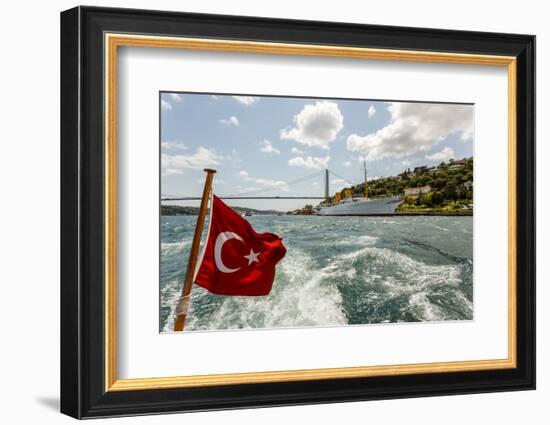 Ataturk's Yacht Savarona, Turkish Flag and Bridge, Istanbul, Turkey-Ali Kabas-Framed Photographic Print