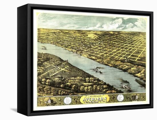 Atchison, Kansas - Panoramic Map-Lantern Press-Framed Stretched Canvas