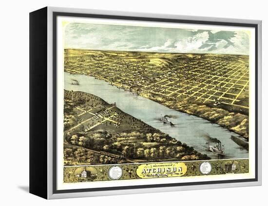 Atchison, Kansas - Panoramic Map-Lantern Press-Framed Stretched Canvas