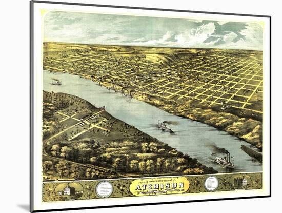 Atchison, Kansas - Panoramic Map-Lantern Press-Mounted Art Print