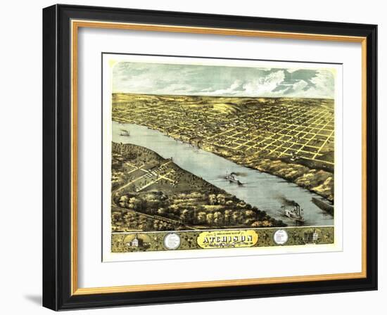 Atchison, Kansas - Panoramic Map-Lantern Press-Framed Art Print