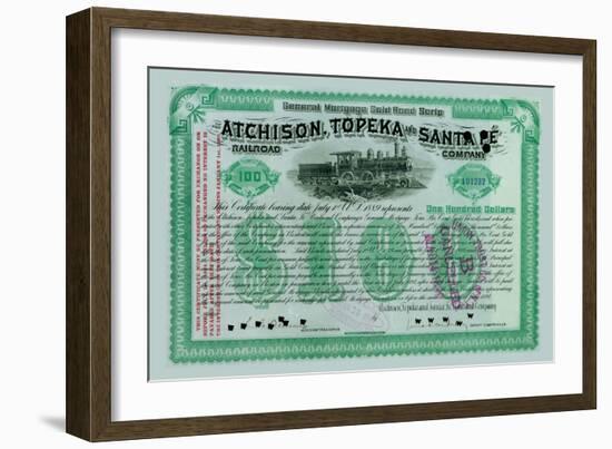 Atchison, Topeka and Santa Fe Stock Certificate-null-Framed Art Print