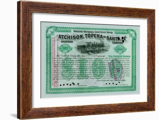 Atchison, Topeka and Santa Fe Stock Certificate-null-Framed Art Print