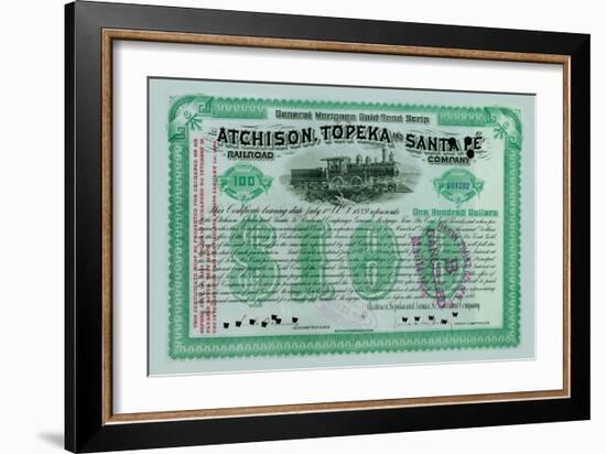 Atchison, Topeka and Santa Fe Stock Certificate-null-Framed Art Print