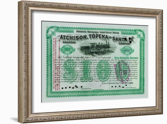 Atchison, Topeka and Santa Fe Stock Certificate-null-Framed Art Print