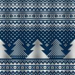 Winter Holiday Seamless Knitted Pattern with Christmas Trees-Atelier_Agonda-Stretched Canvas