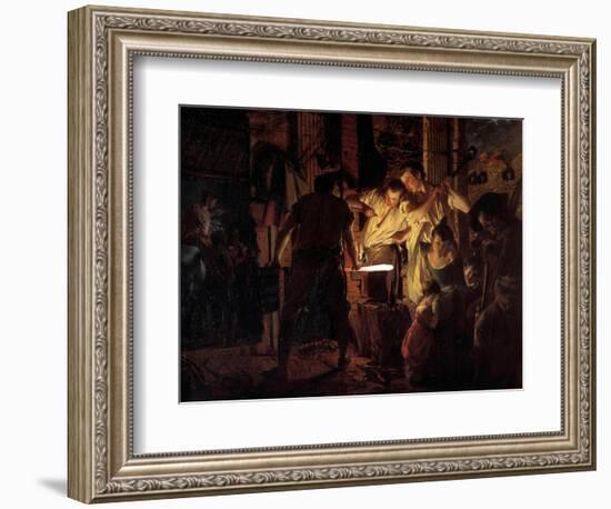 Atelier De Marechal Ferrant in the 18Th Century Painting by Joseph Wright of Derby (1734-1797) 1771-Joseph Wright of Derby-Framed Giclee Print