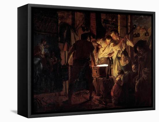 Atelier De Marechal Ferrant in the 18Th Century Painting by Joseph Wright of Derby (1734-1797) 1771-Joseph Wright of Derby-Framed Premier Image Canvas