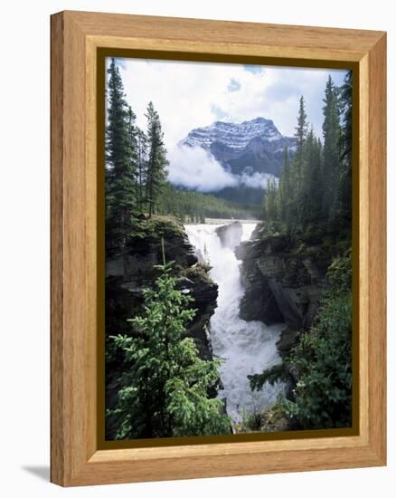 Athabasca Falls and Mount Kerkeslin, Jasper National Park, Unesco World Heritage Site, Alberta-Hans Peter Merten-Framed Premier Image Canvas