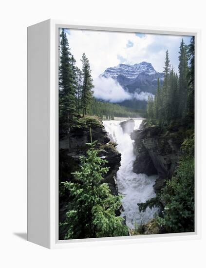 Athabasca Falls and Mount Kerkeslin, Jasper National Park, Unesco World Heritage Site, Alberta-Hans Peter Merten-Framed Premier Image Canvas