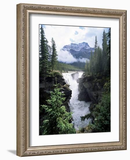 Athabasca Falls and Mount Kerkeslin, Jasper National Park, Unesco World Heritage Site, Alberta-Hans Peter Merten-Framed Photographic Print