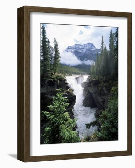 Athabasca Falls and Mount Kerkeslin, Jasper National Park, Unesco World Heritage Site, Alberta-Hans Peter Merten-Framed Photographic Print