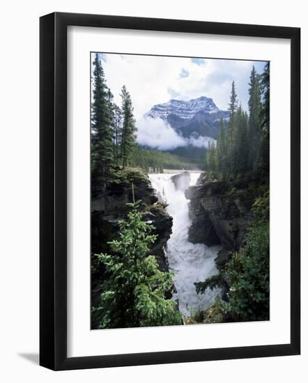 Athabasca Falls and Mount Kerkeslin, Jasper National Park, Unesco World Heritage Site, Alberta-Hans Peter Merten-Framed Photographic Print