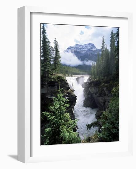 Athabasca Falls and Mount Kerkeslin, Jasper National Park, Unesco World Heritage Site, Alberta-Hans Peter Merten-Framed Photographic Print