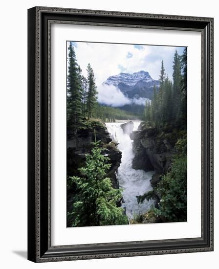 Athabasca Falls and Mount Kerkeslin, Jasper National Park, Unesco World Heritage Site, Alberta-Hans Peter Merten-Framed Photographic Print