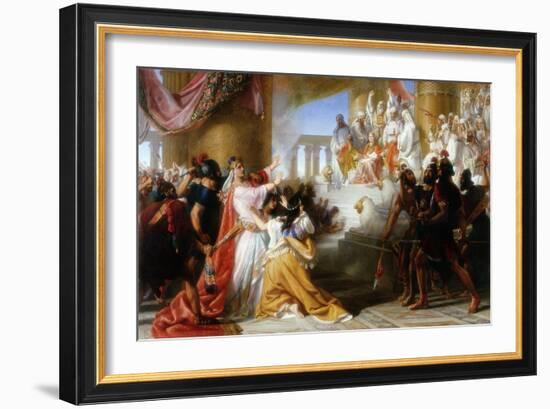 Athaliah's Dismay at the Coronation of Joash, C.1858-Solomon Alexander Hart-Framed Giclee Print