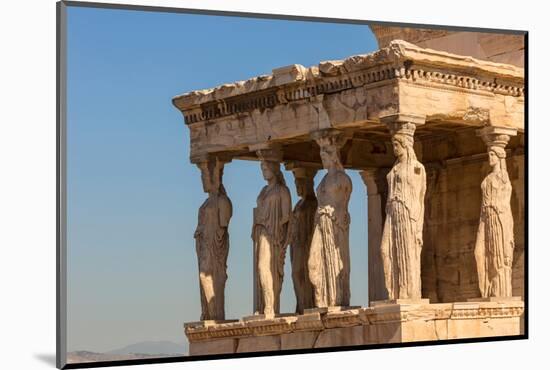 Athens, Attica, Greece. Porch of the Caryatids on the south end of the Erechtheion on the Acropo...-null-Mounted Photographic Print