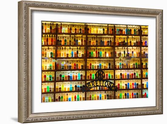 Athens, Attica, Greece. Wall of liquor and liqueur products available in the Brettos shop in the...-null-Framed Photographic Print