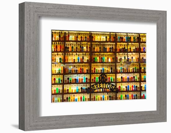 Athens, Attica, Greece. Wall of liquor and liqueur products available in the Brettos shop in the...-null-Framed Photographic Print