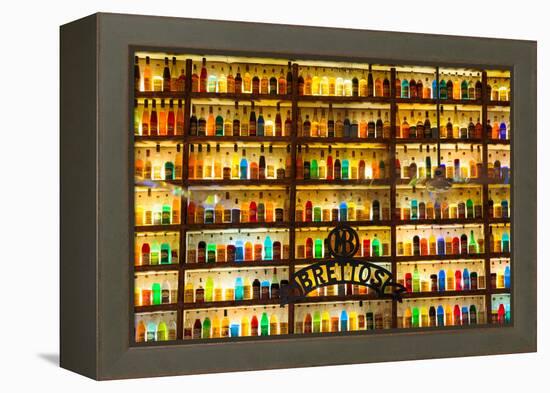 Athens, Attica, Greece. Wall of liquor and liqueur products available in the Brettos shop in the...-null-Framed Premier Image Canvas