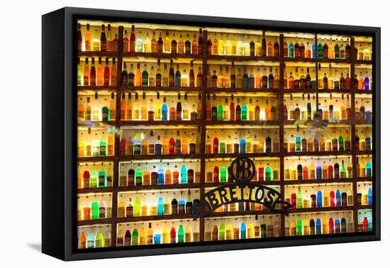 Athens, Attica, Greece. Wall of liquor and liqueur products available in the Brettos shop in the...-null-Framed Premier Image Canvas