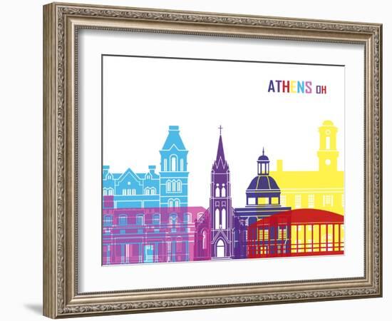 Athens Oh Skyline Pop-paulrommer-Framed Art Print