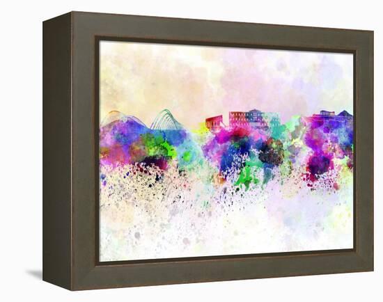 Athens Skyline in Watercolor Background-paulrommer-Framed Stretched Canvas