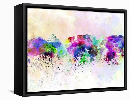 Athens Skyline in Watercolor Background-paulrommer-Framed Stretched Canvas