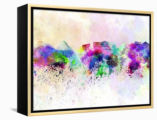 Athens Skyline in Watercolor Background-paulrommer-Framed Stretched Canvas