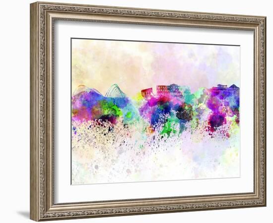 Athens Skyline in Watercolor Background-paulrommer-Framed Art Print