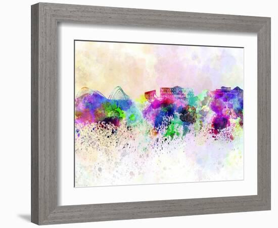 Athens Skyline in Watercolor Background-paulrommer-Framed Art Print