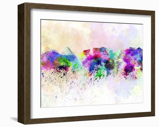 Athens Skyline in Watercolor Background-paulrommer-Framed Art Print