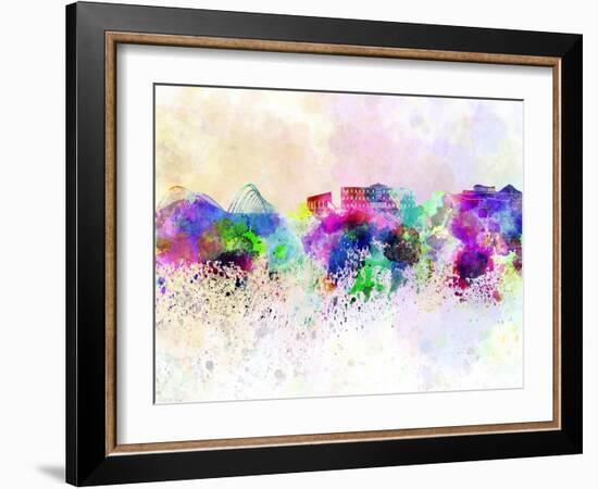 Athens Skyline in Watercolor Background-paulrommer-Framed Art Print