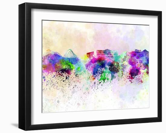 Athens Skyline in Watercolor Background-paulrommer-Framed Art Print