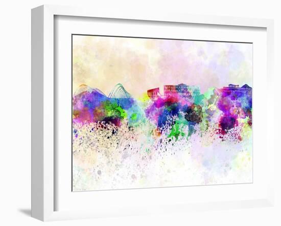 Athens Skyline in Watercolor Background-paulrommer-Framed Art Print