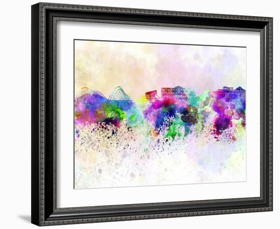 Athens Skyline in Watercolor Background-paulrommer-Framed Art Print